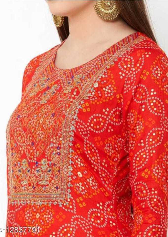 PREMIUM BHANDEJ KURTI WITH  HEAVY SHARARA