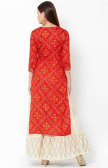 PREMIUM BHANDEJ KURTI WITH  HEAVY SHARARA