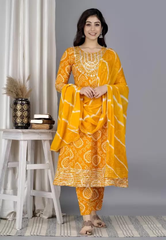 Eshopnix Premium Rayon Fabric Gown With Pant And Dupatta