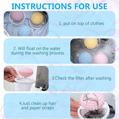 Floating Hair Filtering Mesh Removal with Silicone Sticky Ball, Pet Hair Catcher for Washing Machine Lint Catcher for Washing Machine, Reusable Washing Machine Hair Catcher Tool