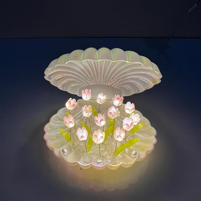 Tulip Night Light Flower Lamp Shell Light,Tulips Bedroom Table Lamps