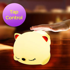 Eshopnix, Cat Lamp, Huggable silicone LED night light for kids, with remote control, USB rechargeable battery, and kawaii design for a cozy nursery or toddler room.