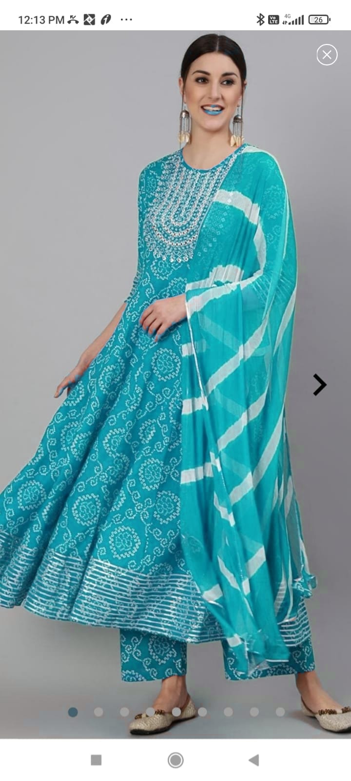 ESHOPNIX Premium Rayon Fabric Bhandej Gown With Pant And Dupatta