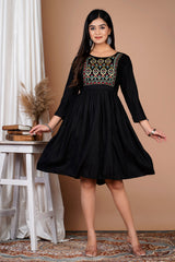 Embroidered Western Dress (Black)