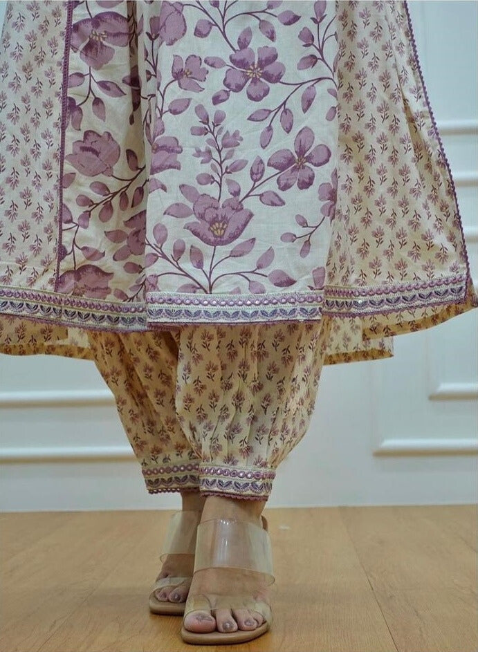 Floral Printed Embroidered Kurta and Pant Set with Dupatta